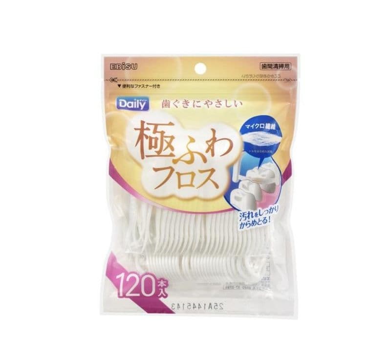 EBISU  с тонкой распушеной зубной нитью на компактной плоской ручке 120 шт.