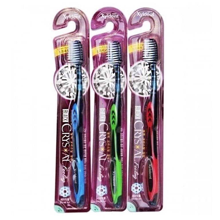 Mukunghwa Xyldent Black Crystal Green Зубная щётка со сверхтонкой щетиной разной длины с анионами, мягкая Зеленая , 1 шт Корея