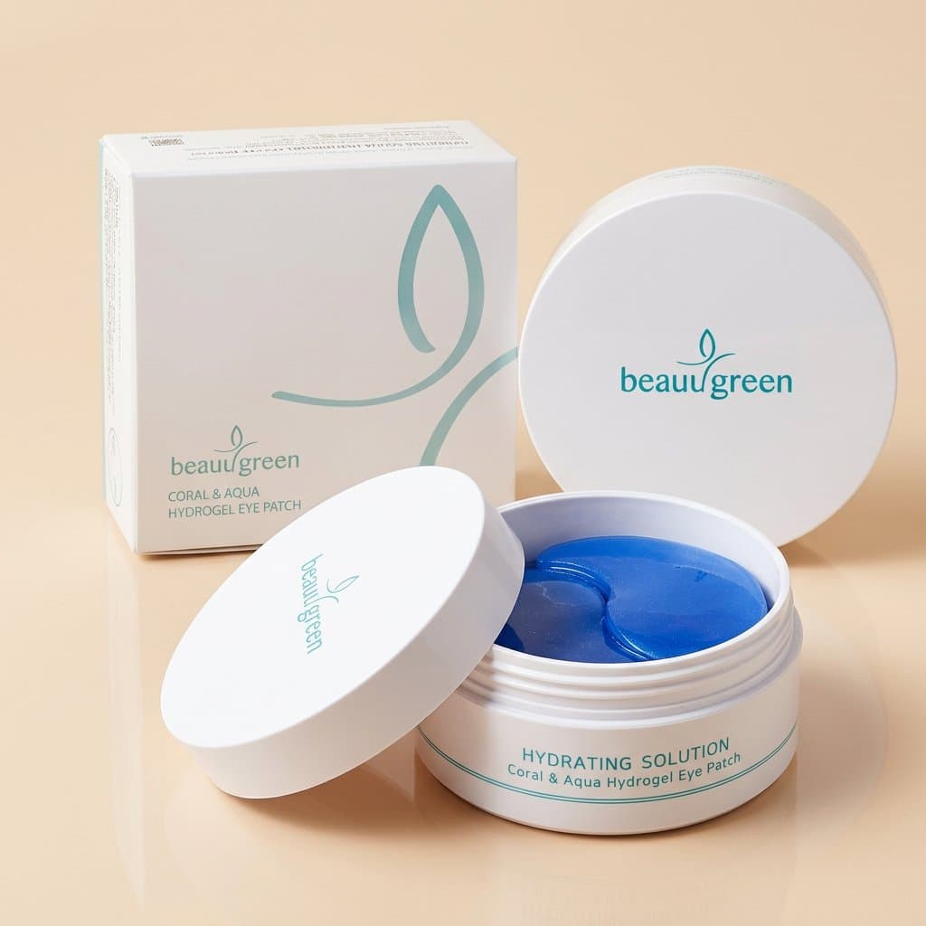 BeauuGreen "Coral & Aqua" Гидрогелевые патчи д/глаз c коралловой пудрой , 60 шт.