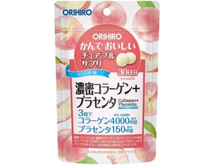 Жевательные таблетки с плотным коллагеном и плацентой со вкусом персика Orihiro Rich Collagen + Placenta  на 30 дн