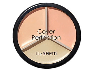 Палетка кремовых консилеров-корректоров The SAEM Cover Perfection Triple Pot Concealer, оттенок 01 Correct Beige