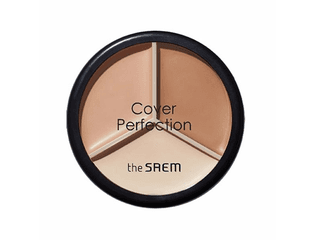 Палетка кремовых консилеров-корректоров The Saem Cover Perfection Triple Pot Concealer #02 Contour Beige