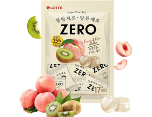 LOTTE ZERO Sugar Free Mixed Fruity Gummy Candy, Peach & Kiwi Jelly  Мармелад жевательный без сахара  со вкусом персика и киви, 238г Корея