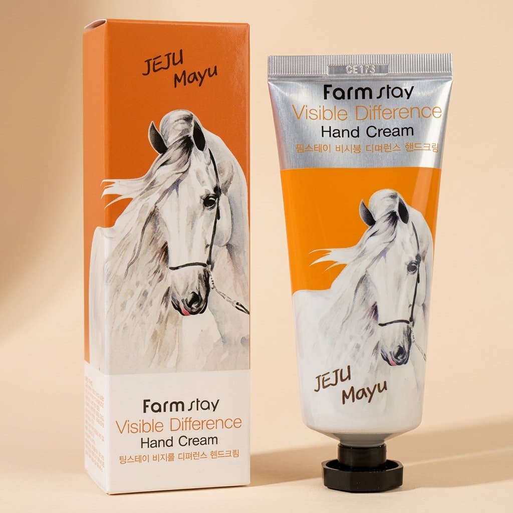 Крем для рук с лошадиным жиром FarmStay JEJU Mayu Visible Difference Hand Cream Horse Oil  (100 мл) | Уход за телом — купить в CosmetikaLux