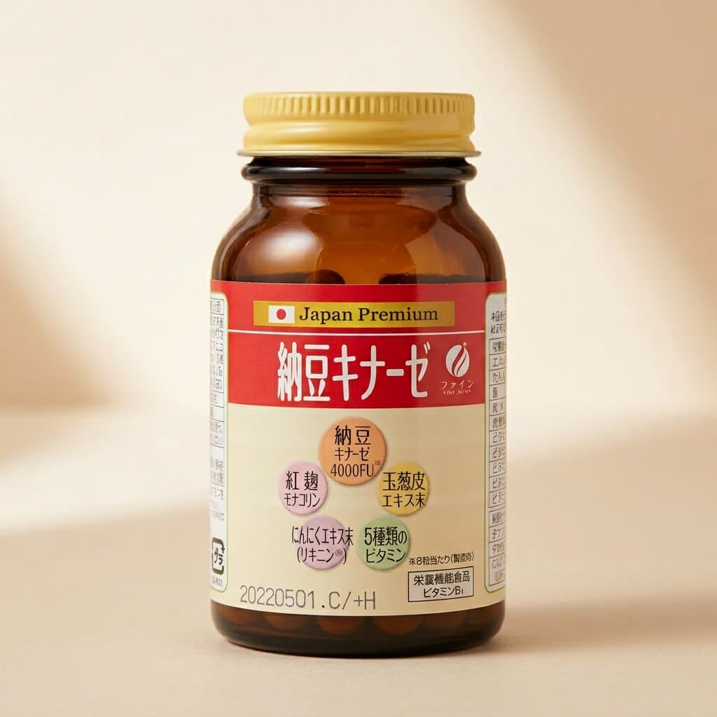 Fine Japan Nattokinase Наттокиназа + витамины группы В для сердца и сосудов  на 30 дней