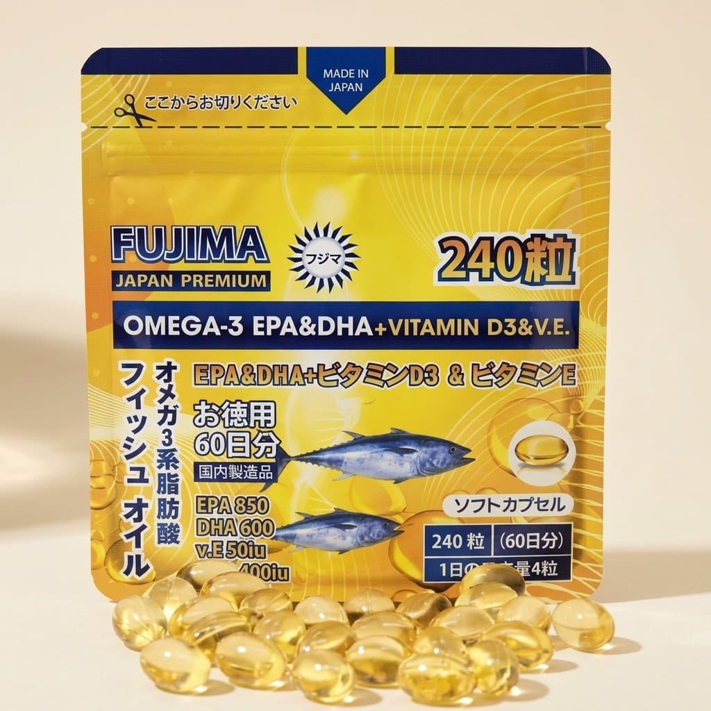Омега-3 с витаминами D3 и E FUJIMA OMEGA-3 EPA & DHA + VITAMIN D3 & E (240 капсул)