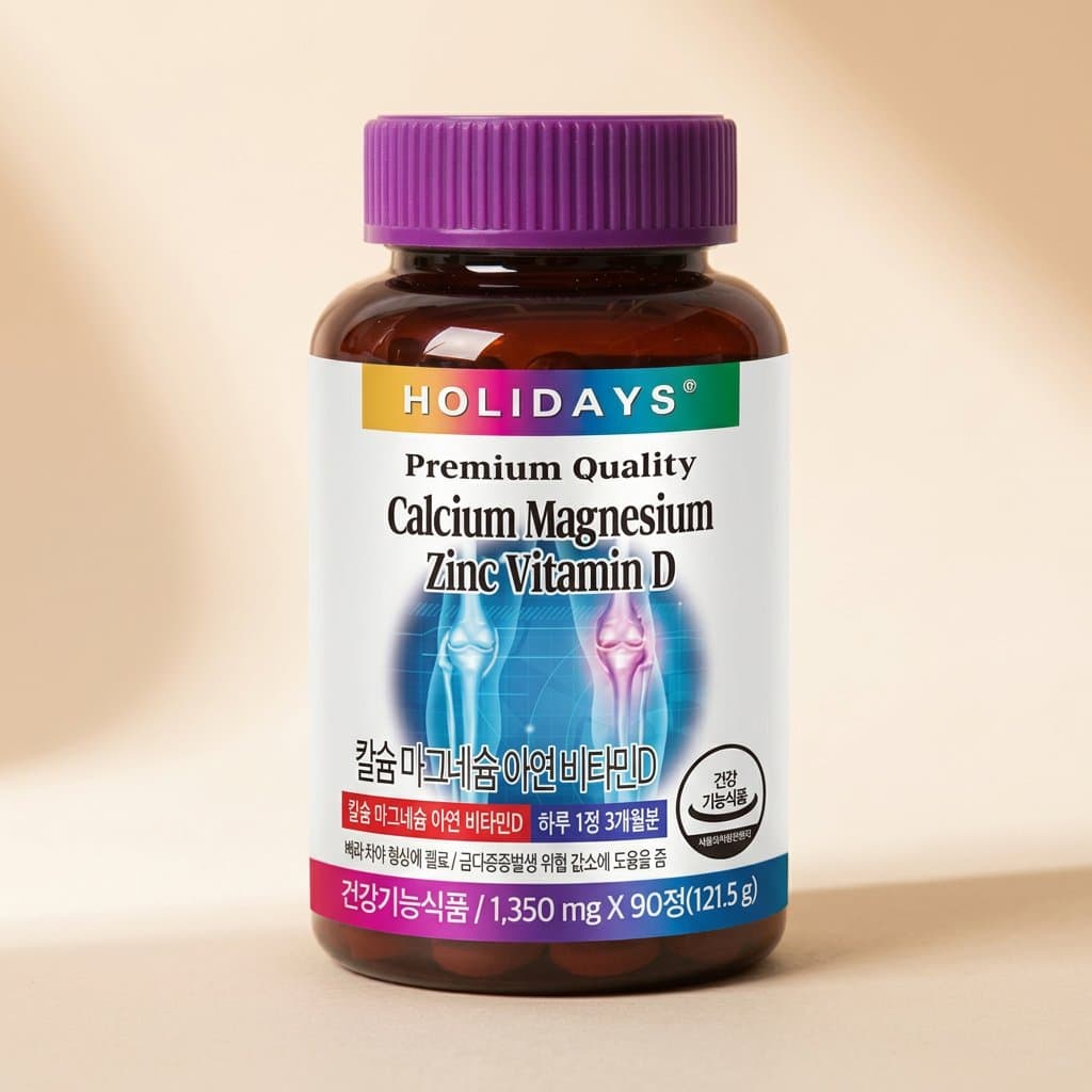 Holidays Premium Quality Calcium Magnesium Zinc Vitamin D 90ea x 1,350mg - Кальций Магний Цинк Витамин D 90шт
