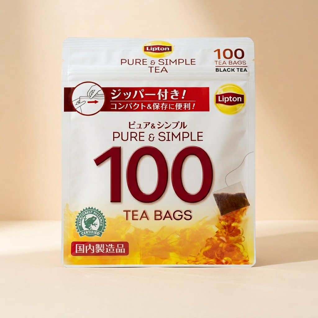 Lipton Pure & Simple, 100 чайных пакетиков. Черный чай (Кения, Индонезия).