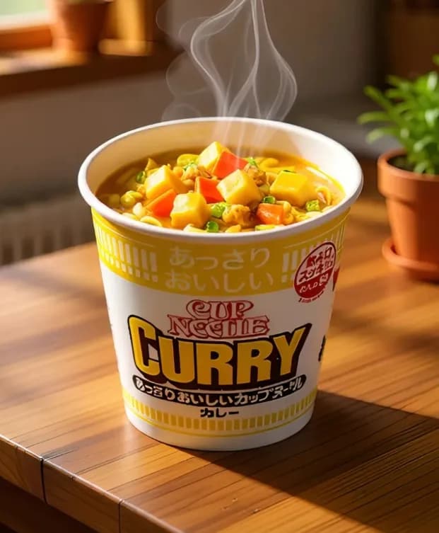 Nissin Cup Noodle Ramen Noodle Soup, Curry Лапша быстрого приготовления   с карри 70 г,
