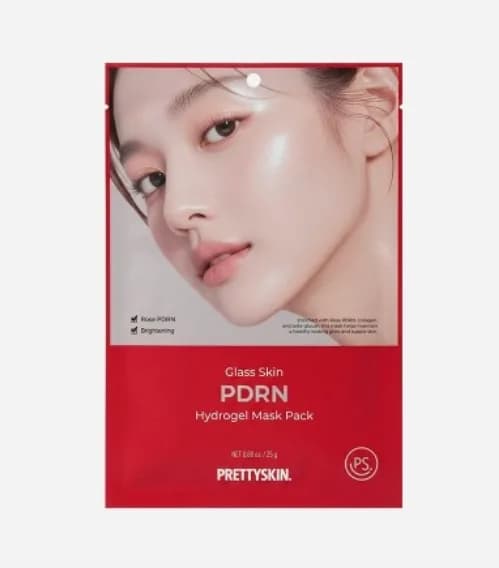PRETTYSKIN - Glass Skin PDRN Hydrogel Mask Гидрогелевая маска с розой и PDRN для сияющей и увлажненной кожи 25g