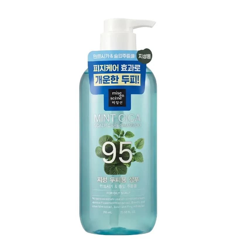  Освежающий шампунь с мятой и центеллой для жирной кожи головы Mise En Scene Mint Cica Scalp Care Shampoo 700 мл