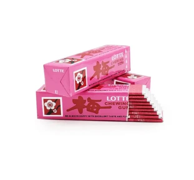 Lotte  Ume Chewing Gum, Жевательная резинка, со вкусом японской сливы ,   31 г  9 шт — миниатюра 3