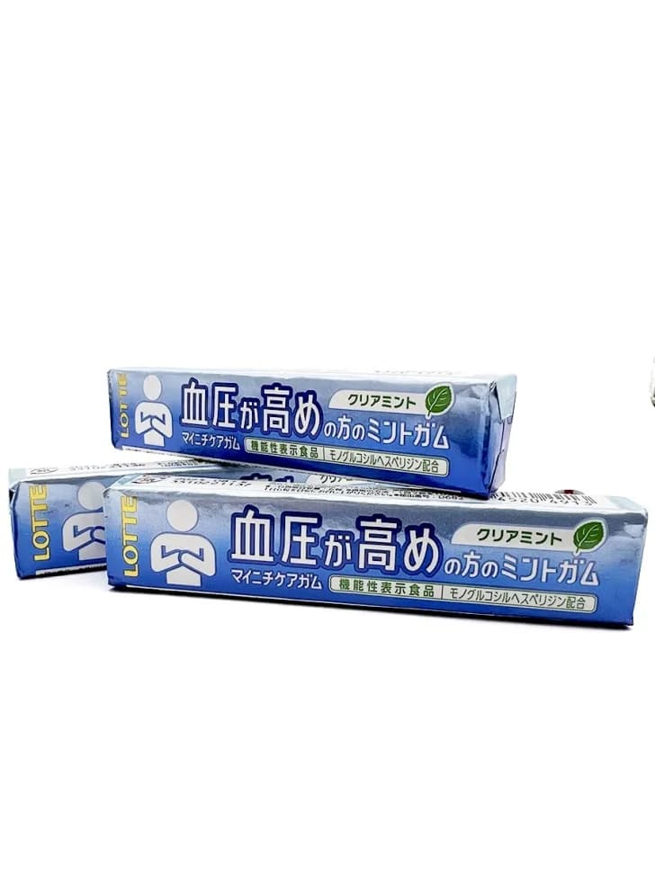 LOTTE Mainichi Care Gum Жевательная резинка без сахара со вкусом мяты  для гипертоников 1 шт , 21 гр