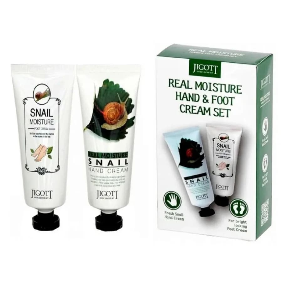 Подарочный набор кремов для рук и ног с муцином улитки Jigott Snail Real Moisture Hand & Foot Cream Set — миниатюра 3