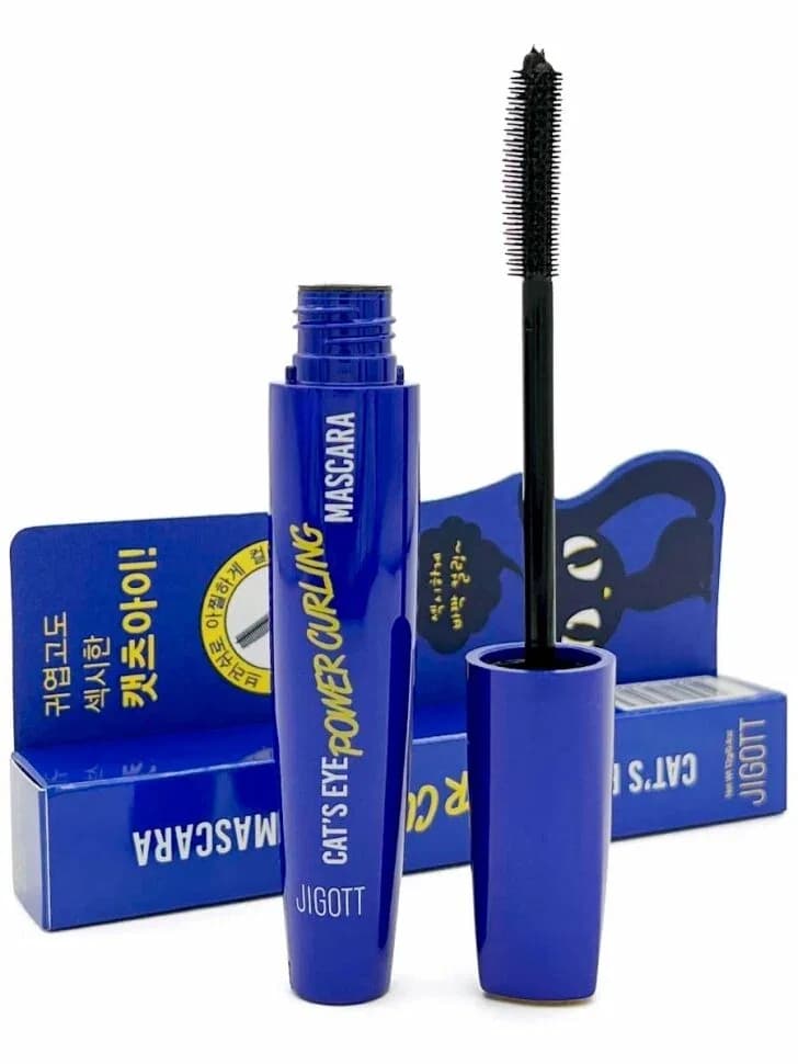 Подкручивающая влагостойкая тушь для ресниц Jigott Cat's Eye Power Curling Mascara — миниатюра 2