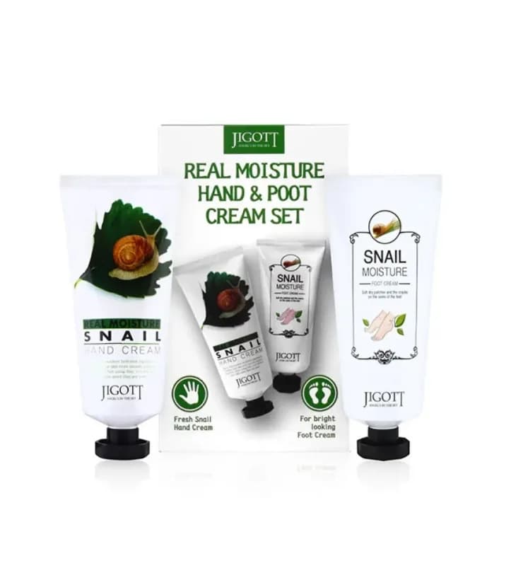 GT JIGOTT Snail Real Набор увлажняющих кремов с экстрактом улитки для ног и рук 100+100 гр