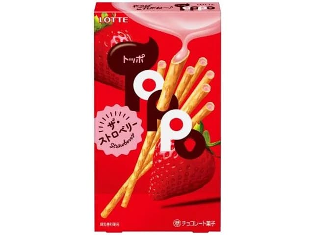 LOTTE Toppo бисквитные палочки с клубничным шоколадом 72 гр Япония