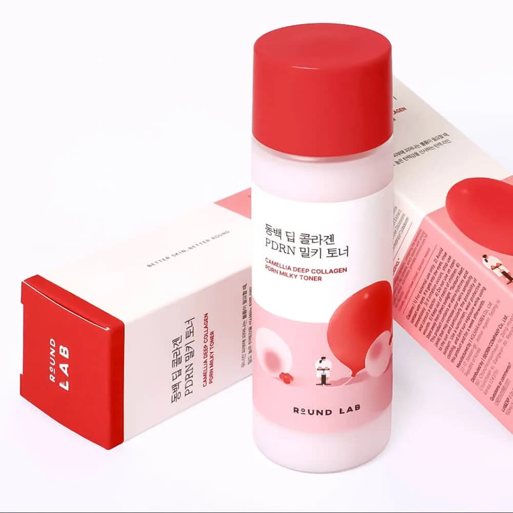 Молочный тонер с коллагеном, ПДРН и экстрактом камелии Round Lab Camellia Deep Collagen PDRN Milky Toner