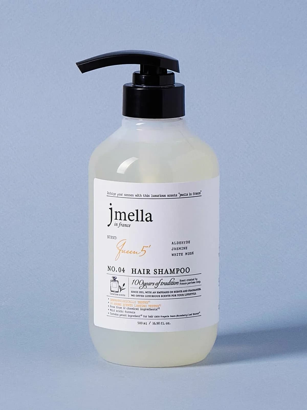 Парфюмированный шампунь для ослабленных волос Jmella In France Queen 5 Hair Shampoo №04 /Альдегиды, жасмин, белый мускус/